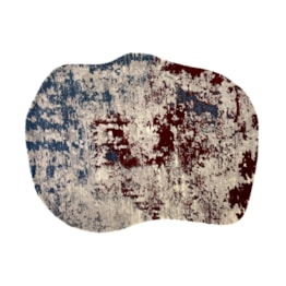 Tapete Estonado Orgânico Azul e Vermelho - 1,40 x 1,80