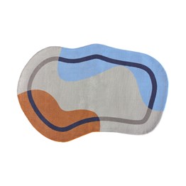 Tapete Orgânico Sala Rocks Azul e Bege - 1,65 x 2,65