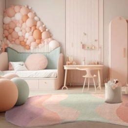 Tapete Quarto Infantil Orgânico Abstrato Rosa e Bege