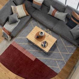 Tapete Sala Organico Geometric Marsala Curve - 1,90 x 2,00